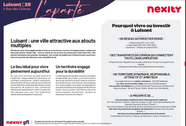 PROGRAMME NEUF LIVRAISON  4T2027 Appartement T1 a Luisant 28