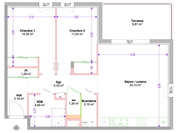 PONT DE CHERUY - T3 au 1er étage (A16)