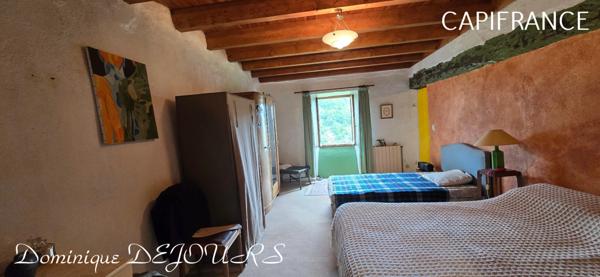 Ardèche, à 5 mn en voiture de St Pierreville au coeur du parc national des Monts d'Ardèche, spacieuse maison de 178m² avec une grande dépendance de 200m² sur 2 niveaux à aménager