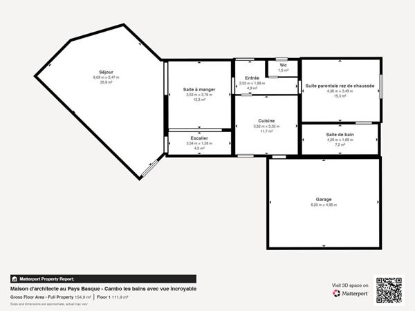 Maison d'architecte 4 pièces de 130m2 habitables + garage avec vue