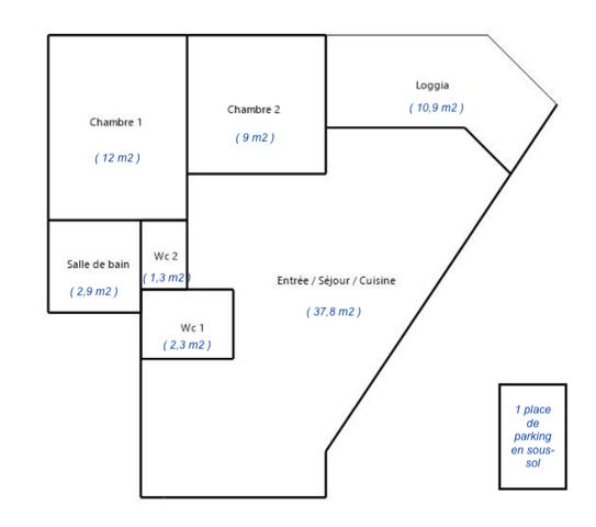 Appartement 3 pièces - 65 m² Exclusivité efficity