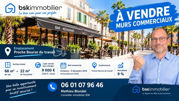 Investisseurs, voici une opportunité à saisir à La Seyne-sur-Mer, à proximité de la Bourse du travail : des murs commerciaux vendus loués, pour un investissement clé en main.
📍 Emplacement : proche Bourse du travail, La Seyne-sur-Mer (83)
📐 Surface : 68 m² au sol + 22 m² de mezzanine
📄 Vendu loué : bail commercial en cours
💶 Prix : 100 000 €
📈 Rentabilité : 9 %
Un local à usage commercial, un loyer perçu dès la vente et un ticket d'entrée accessible : idéal pour diversifier votre patrimoine ou développer un placement immobilier locatif.