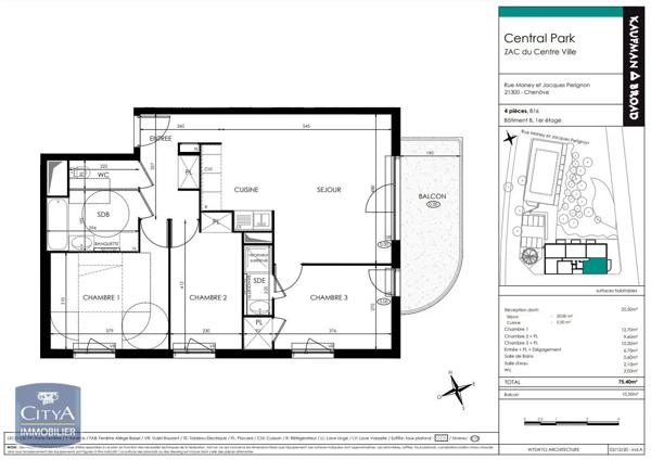 Appartement à louer 4 pièces 75.4m² Chenôve (21300)