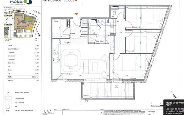 Appartement à vendre    4 pièces •  Saint-Martin-de-Seignanx