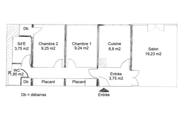Mairie d'Ivry au pied du métro Appartement 3 pièces.