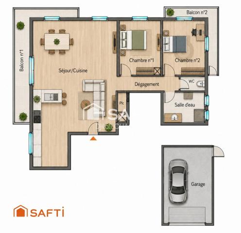 Appartement 3 pièces 88 m² dernier étage rénové