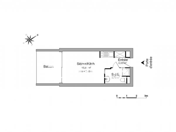 Location Studio 21.9 m² - 18 AVENUE DE MAIGNON Anglet 64600