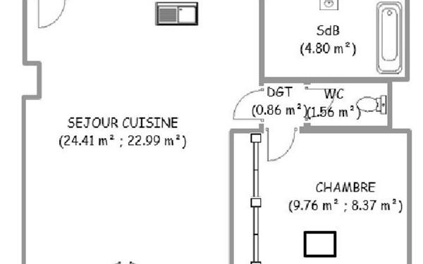 Appartement à louer    2 pièces • 38,58 m2 Fontainebleau