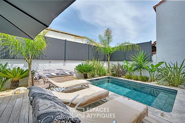 Maison rénovée avec piscine et terrasses à deux pas de la mer