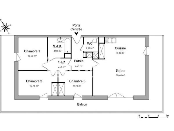 Location Appartement 4 pièces 77.8 m² - BATIMENT H2 Toulouse 31400