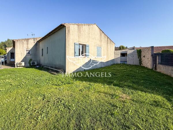 Maison de plain-pied, 134 m2 sur terrain de 1010 m2 avec piscine.