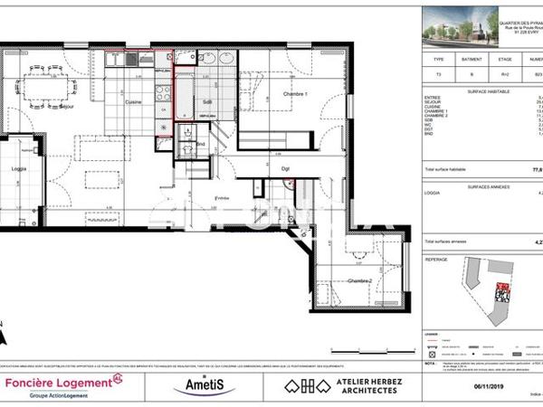 Location Appartement 3 pièces 77.81 m² - 201 RUE DE LA POULE ROUSSE Evry 91000
