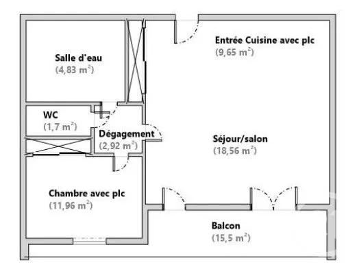 Appartement T2 à vendre  2 pièces - 49,72 m 2   LA BAULE  - 44