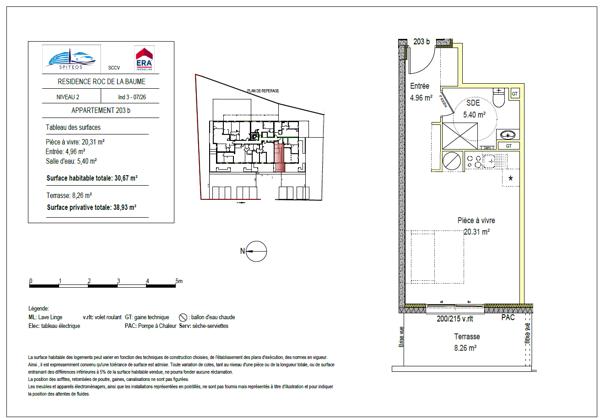 T1 Neuf ,Studio, Sisteron 04200 1 pièce(s) 30.68 m2 +  terrasse de 8m²  , Lot 203 b