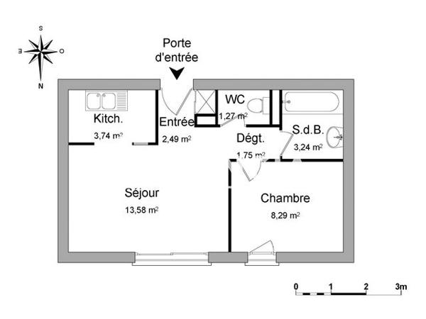 Location Appartement 2 pièces 34.4 m² - 11, RUE DU MANIO Lorient 56100