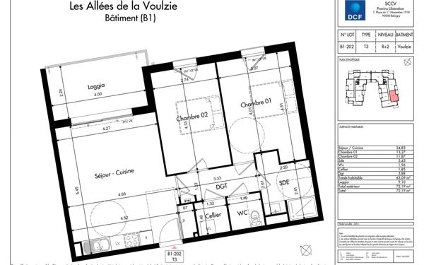 Appartement à vendre    3 pièces • 63,09 m2 Provins