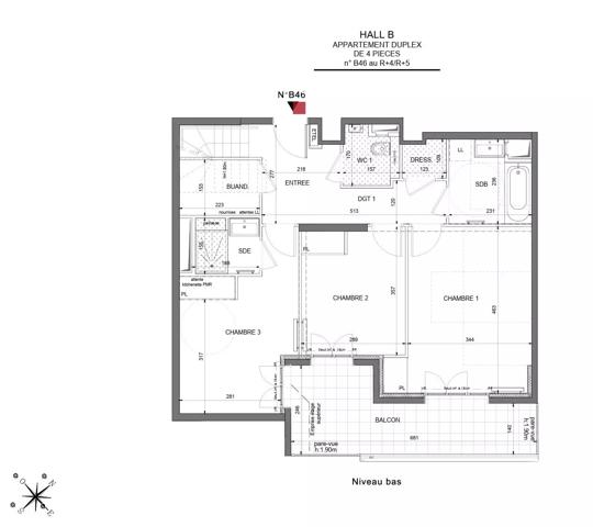 Puteaux – Duplex 4 pièces neuf avec terrasse et balcon face à la Seine 3T27