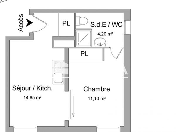 Location Studio 29.95 m² - RESIDENCE DES CIMES Villeneuve D'ascq 59650