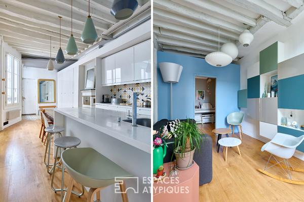 Appartement traversant et rénové au coeur du quartier des Enfants Rouges