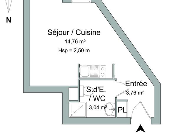Location Studio meublé 21.7 m² - 62 ET 64 RUE ALFRED KASTLER La Rochelle 17000