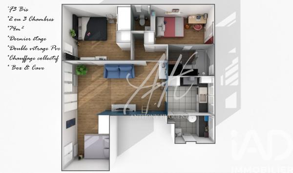 Appartement à vendre 3 pièces 74 m² Lagny-sur-Marne