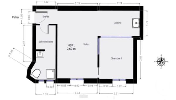 Appartement F2 à vendre  2 pièces - 30,13 m 2   PARIS  - 75017