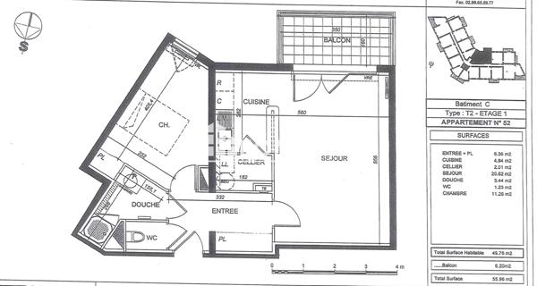 À vendre Appartement 2 pièces 49 m² - Vannes 56000