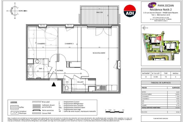 Louer appartement 3 pièces de 64 m²