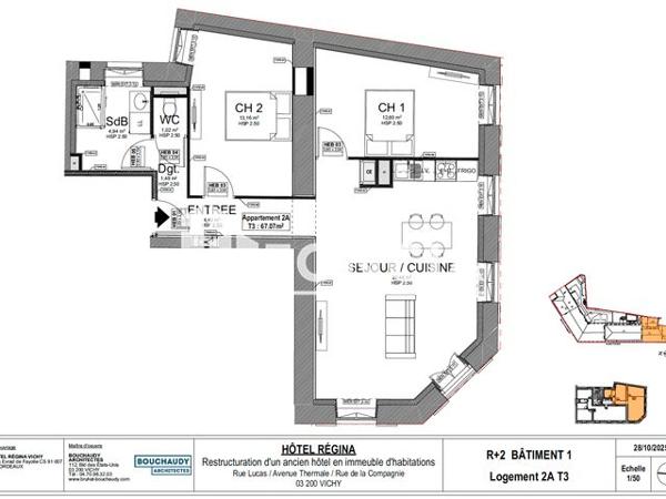 Location Appartement 3 pièces 67.07 m² - 9 RUE LUCAS 4 AVENUE THERMALE Vichy 03200