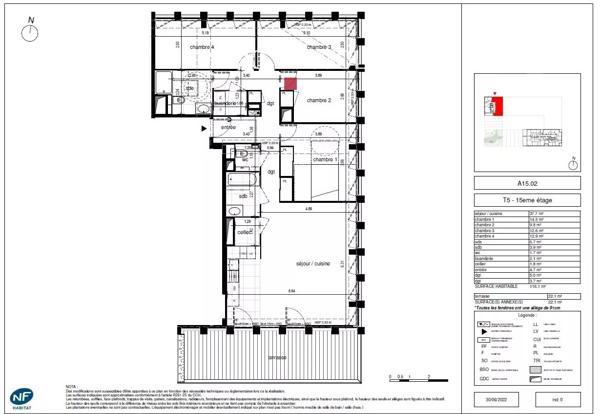 LYON – appartement neuf luxe 5 pièces, grande terrasse panoramique SUD, parking