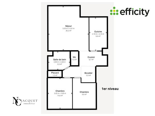 Appartement 5 pièces - 151 m² Exclusivité efficity