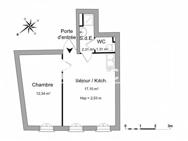 Location Appartement 2 pièces 33.06 m² - 2eme cours Rochefort 17300