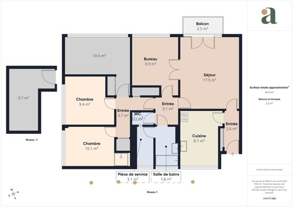 Appartement 5 pièces de 84 m² avec cave et place de parking Cognac