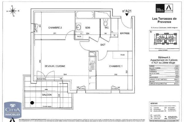 Appartement à louer 3 pièces 58m²