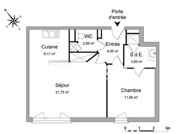 Location Appartement 2 pièces 50.17 m² - SQUARE SAINT LOUIS Angers 49100