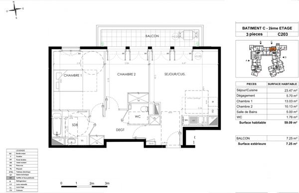 Appartement à vendre 3 pièces 59,09 m² Le Plessis-Robinson