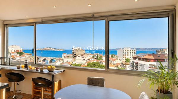À vendre -  Appartement T2 d'environ 50m² avec vue mer spectaculaire - Marseille 7eme arrondissement (13007)