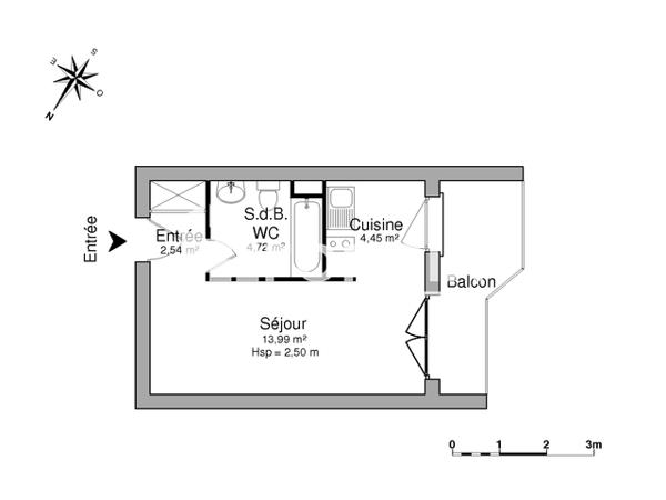 Location Studio 25.7 m² - 75 69 67A 67B RUE D'ISLE Limoges 87000