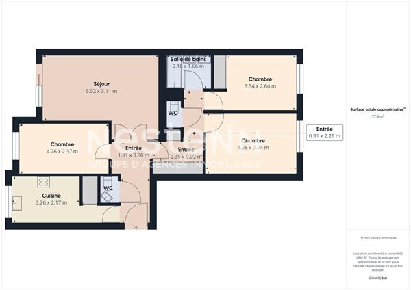 Appartement Paris 4 pièces 79.60 m2