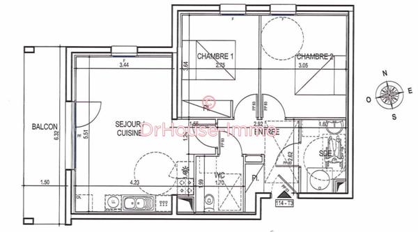 Appartement à vendre 3 pièces de 57 m²