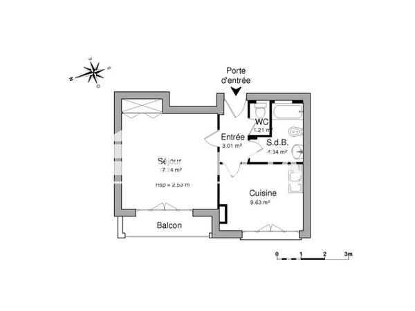 Location Studio 35.4 m² - 21-23 AVENUE CHARLES ROUXEL Pontault Combault 77340