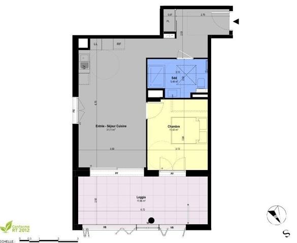 Appartement 2 pièces de 48 m² à Châteauneuf-Grasse (06740)