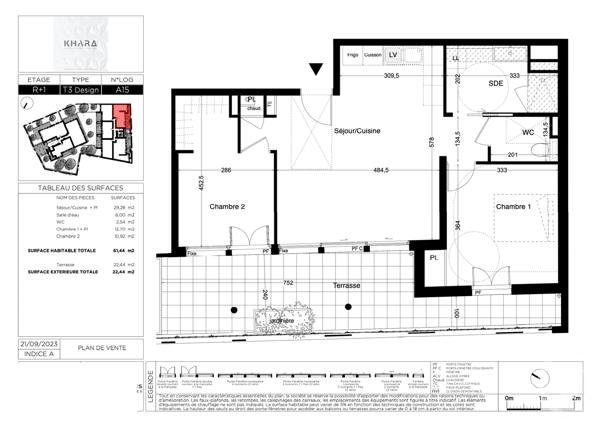 Appartement T3 à vendre  3 pièces - 61,44 m 2   CASTELNAU LE LEZ  - 34