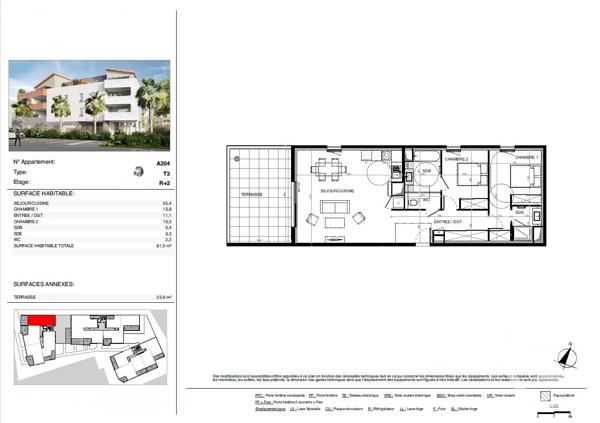Appartement T3 à vendre  3 pièces - 81,50 m 2   BAILLARGUES  - 34
