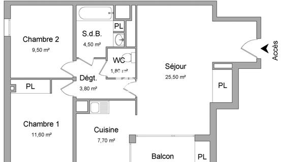 Location Appartement 3 pièces 64.4 m² - Blanquefort 33290