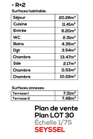 Appartement T4 en duplex avec 2 terrasses à vendre à SEYSSEL (01)