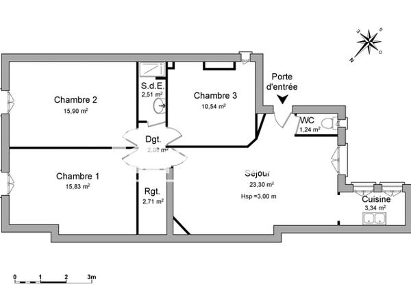 Location Appartement 3 pièces 77.45 m² - 38 RUE MINVIELLE Bordeaux 33000
