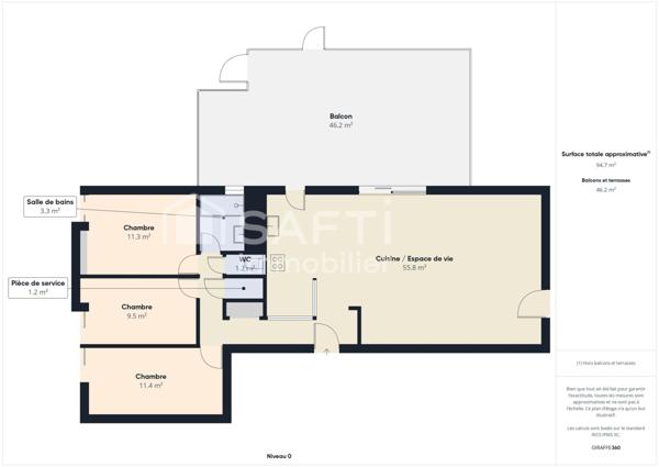 Grand T4 lumineux avec terrasse et garage, au calme et proche de tout.