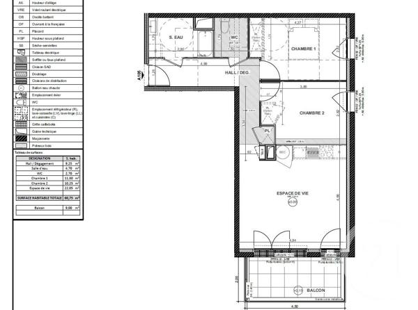Appartement T3 à vendre  3 pièces - 60,75 m2 CHOLET - 49
