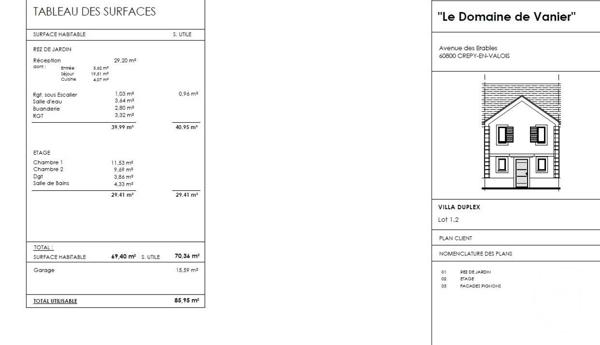 Maison à vendre  3 pièces - 69,40 m2 CREPY EN VALOIS - 60